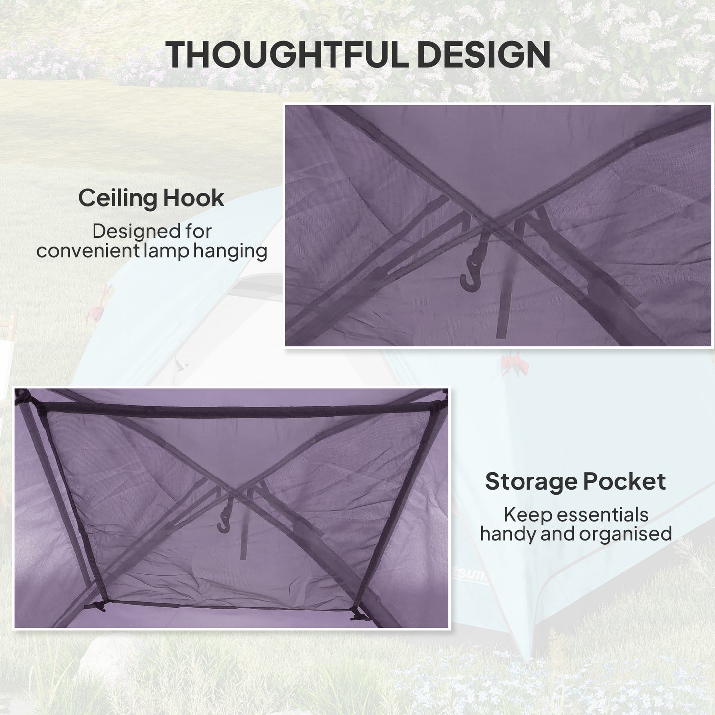 3-4 Person Camping Tent, Easy Set Up 3-4 Man Tent w/ Sewn-in Groundsheet, Waterproof Dome Tent w/ Mesh Windows