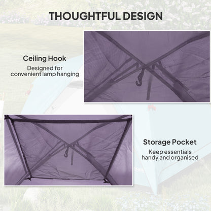 3-4 Person Camping Tent, Easy Set Up 3-4 Man Tent w/ Sewn-in Groundsheet, Waterproof Dome Tent w/ Mesh Windows