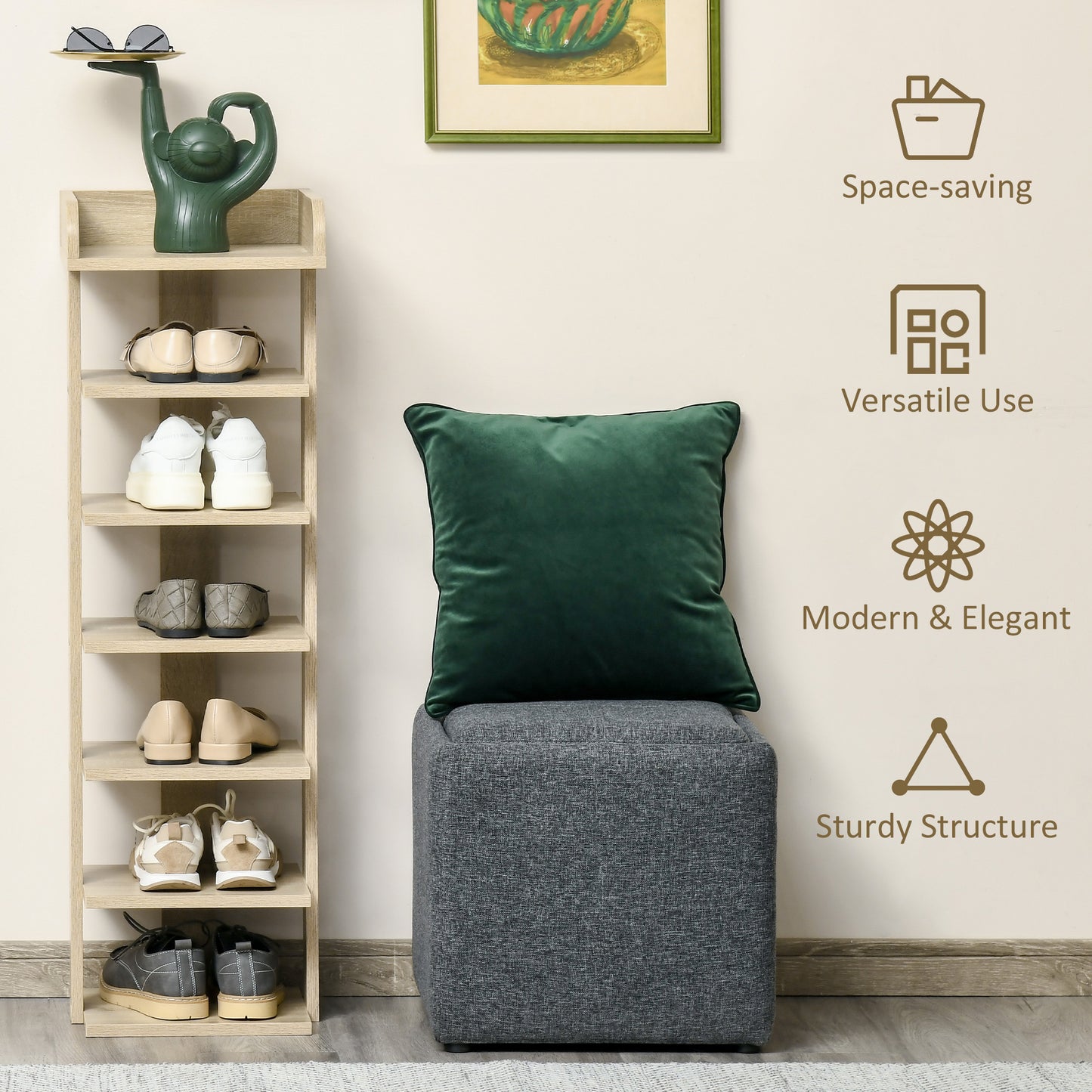 7 Tier Shoe Rack Organizer Storage Shelf Wooden Display Cabinet for Entryway Living Room Bedroom Oak