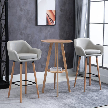 Set of 2 Bar Stools Modern Upholstered Seat Bar Chairs with Metal Frame
