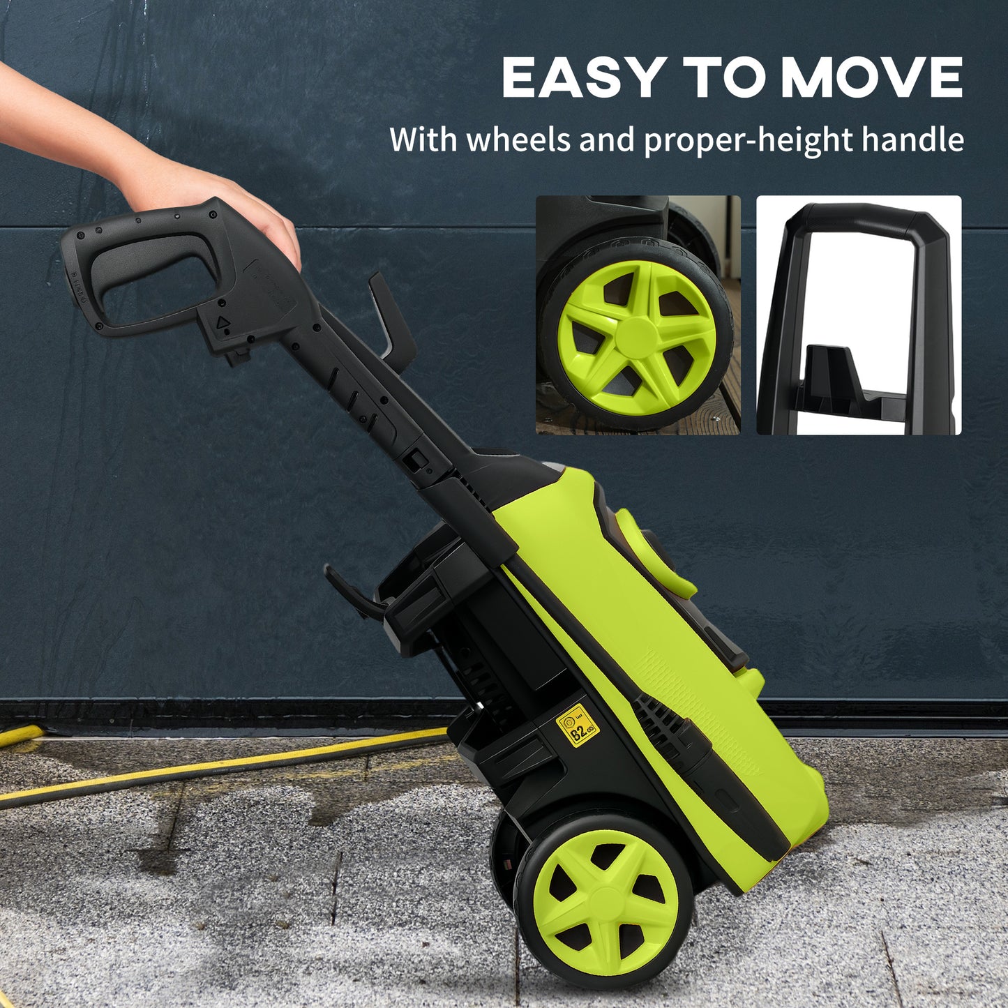 1800W High Pressure Washer, 150 Bar Pressure, 510 L/h Flow, High-Performance Portable Power Jet Wash Cleaner Green