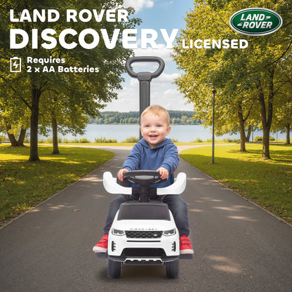 Land Rover Discovery Licensed Baby Push Car, 2-in-1 Ride on Car with Push Handle and Safety Guardrail, White