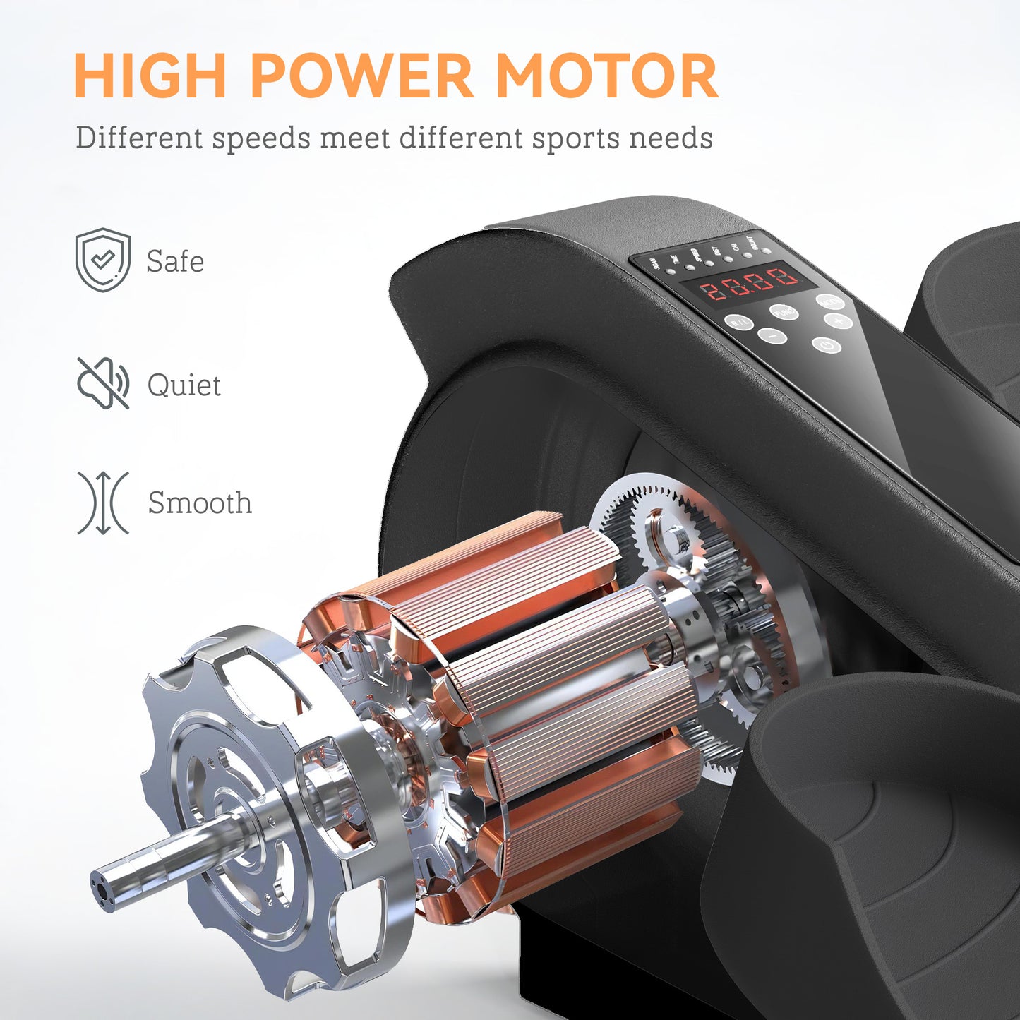 Under Desk Elliptical Machine, Seated Pedal Exerciser, Mini Electric Elliptical Machine for Seniors with LCD Monitor