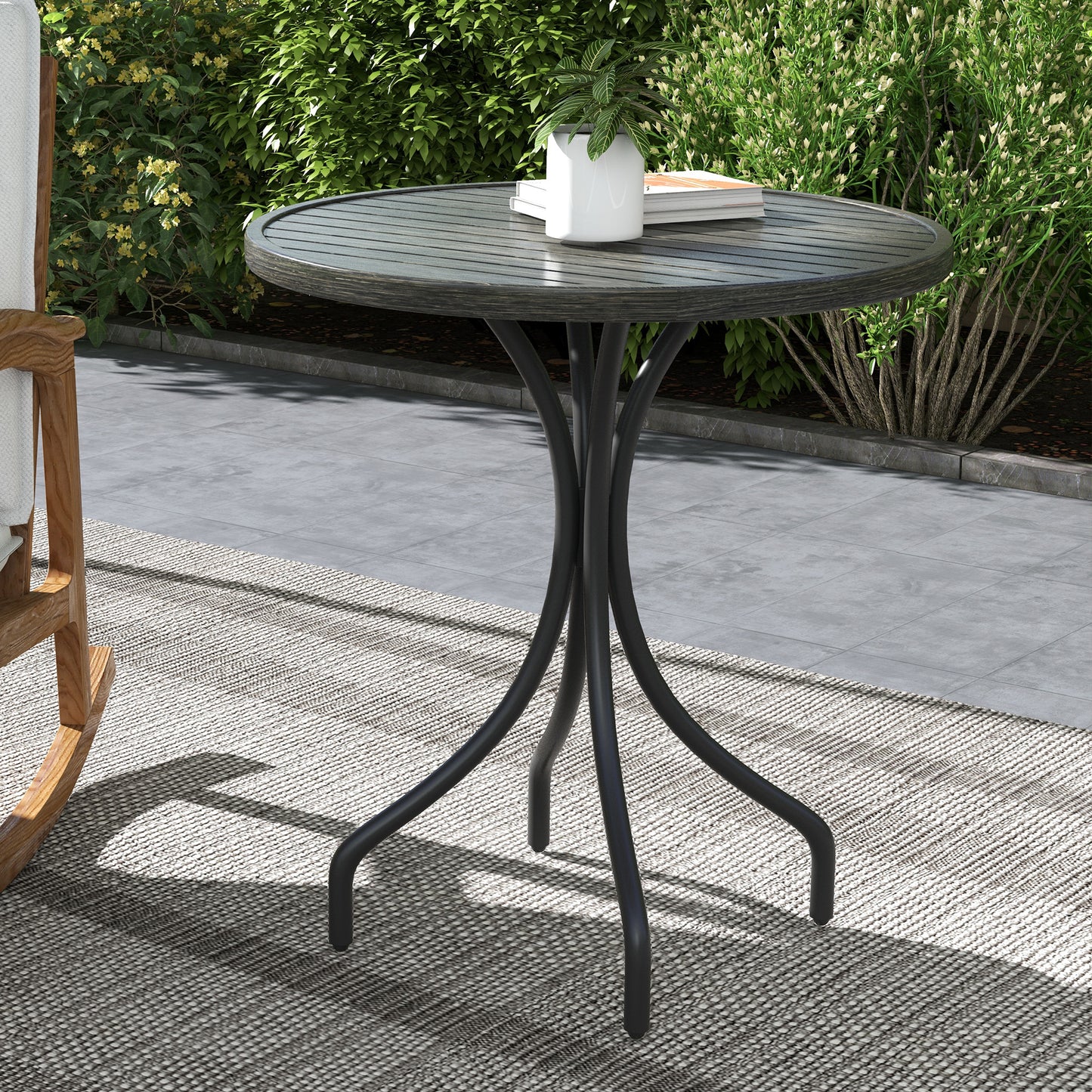 Φ66cm Galvanised Steel Garden Table - Grey