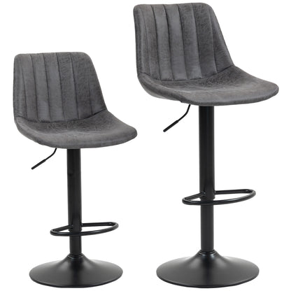 Set of 2 Leathaire Tub Bar Stools - Charcoal Grey