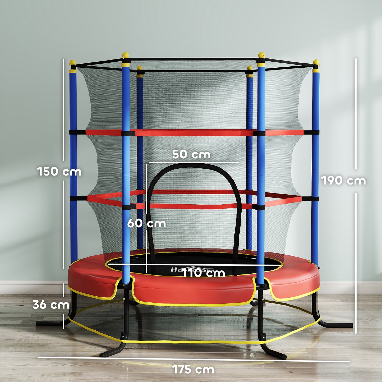 Kids Trampoline, with Safety Net, for Ages 3-10 Years