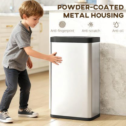 45L Stainless Steel Sensor Bin - Silver Tone