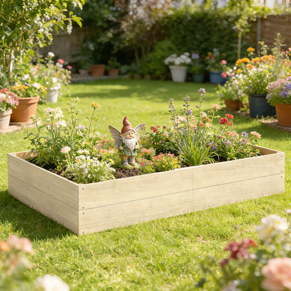 Wooden Raised Bed for Garden, 620L Extra Large Raised Garden Bed with Open Bottom, Outdoor Elevated Planter Box