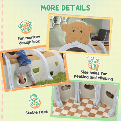 Monkey-Design Kids Play Tunnel for Crawling, Climbing, for ages 3-6 Years, Brown