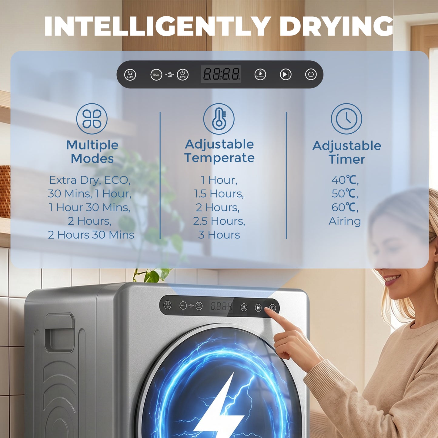 5 kg Compact 40-60℃ Tumble Dryer - Silver Tone