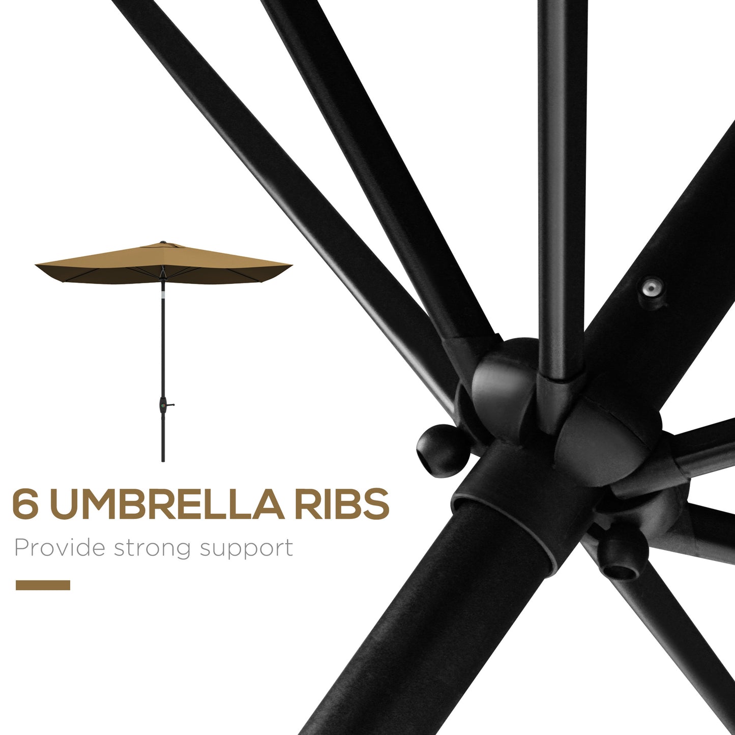 3 x 2 m Garden Parasol Umbrella with Aluminium Pole, UPF 50+ Rectangular Outdoor Table Parasol Sun Shade