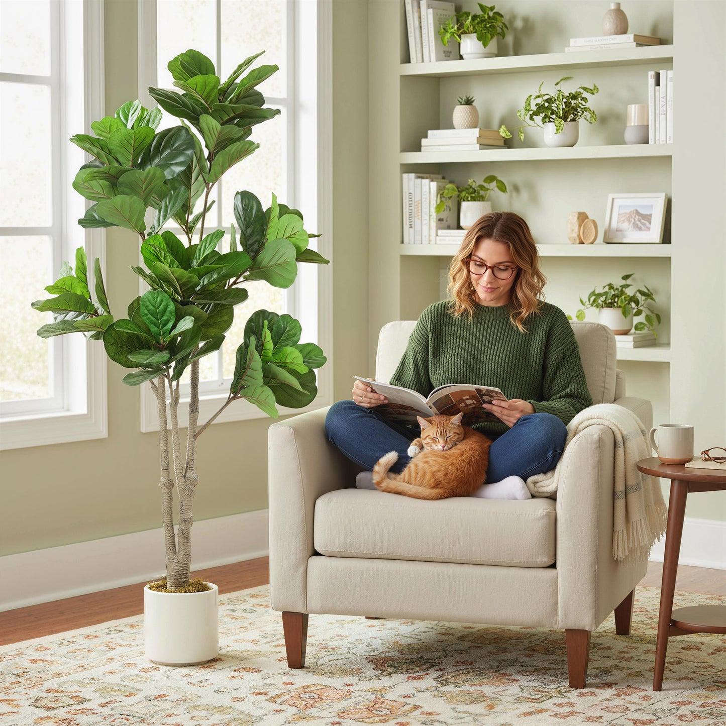 180cm Artificial Fiddle Leaf Fig Tree - Green