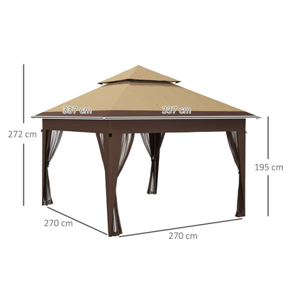 3 x 3(m) Pop Up Gazebo with Mosquito Netting, Easy Setup Marquee Party Tent with 1-Button Push, Double Roof, Carry Bag