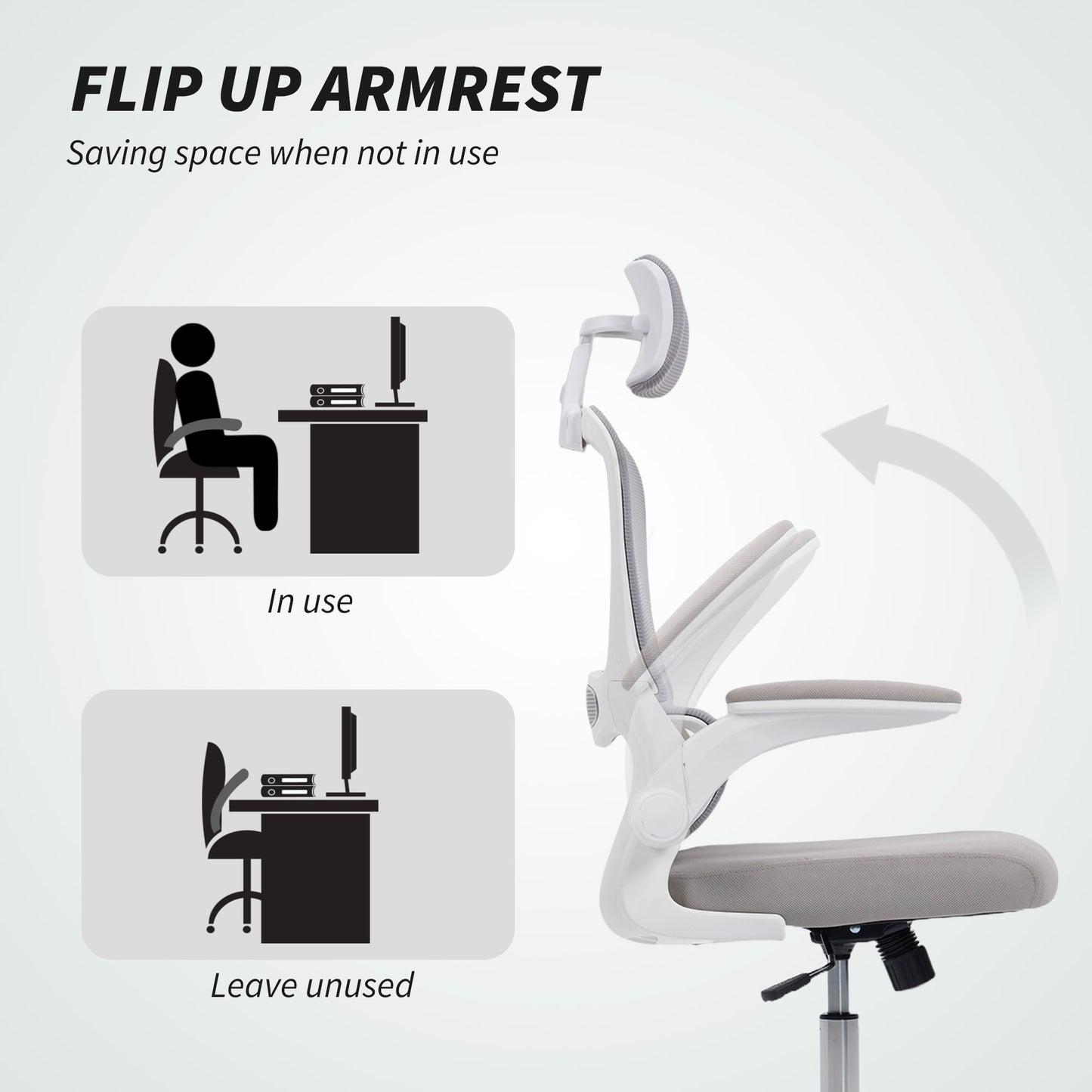 Mesh Back Office Chair, with Lumbar Support - Grey