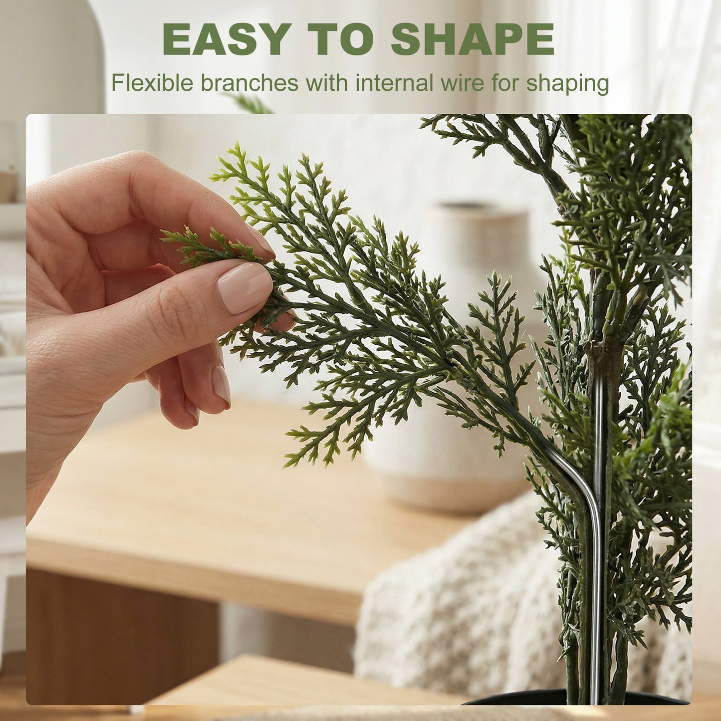 Set of 2 Decorative Artificial Plants Cypress in Weighted Pot, Fake Plant with 2035 Leaves, 150 cm