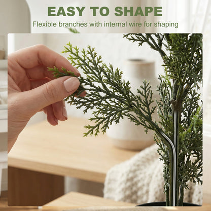 Set of 2 Decorative Artificial Plants Cypress in Weighted Pot, Fake Plant with 2035 Leaves, 150 cm