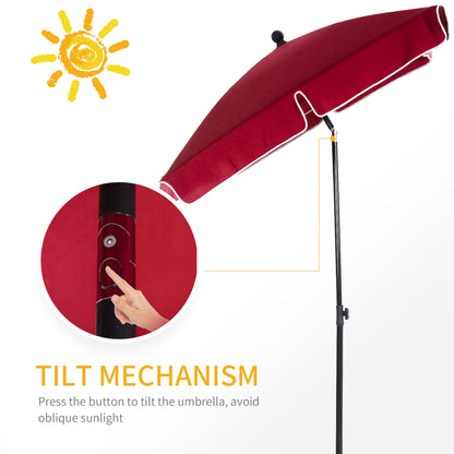 Garden Parasol Umbrella, Outdoor Market Table Umbrella with Ruffles & Aluminium Pole