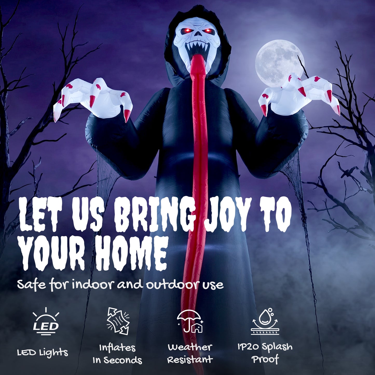 10 FT Halloween Inflatable Skeleton, Scary Halloween Decoration with Built-in LED Lights for Indoor Outdoor Decor