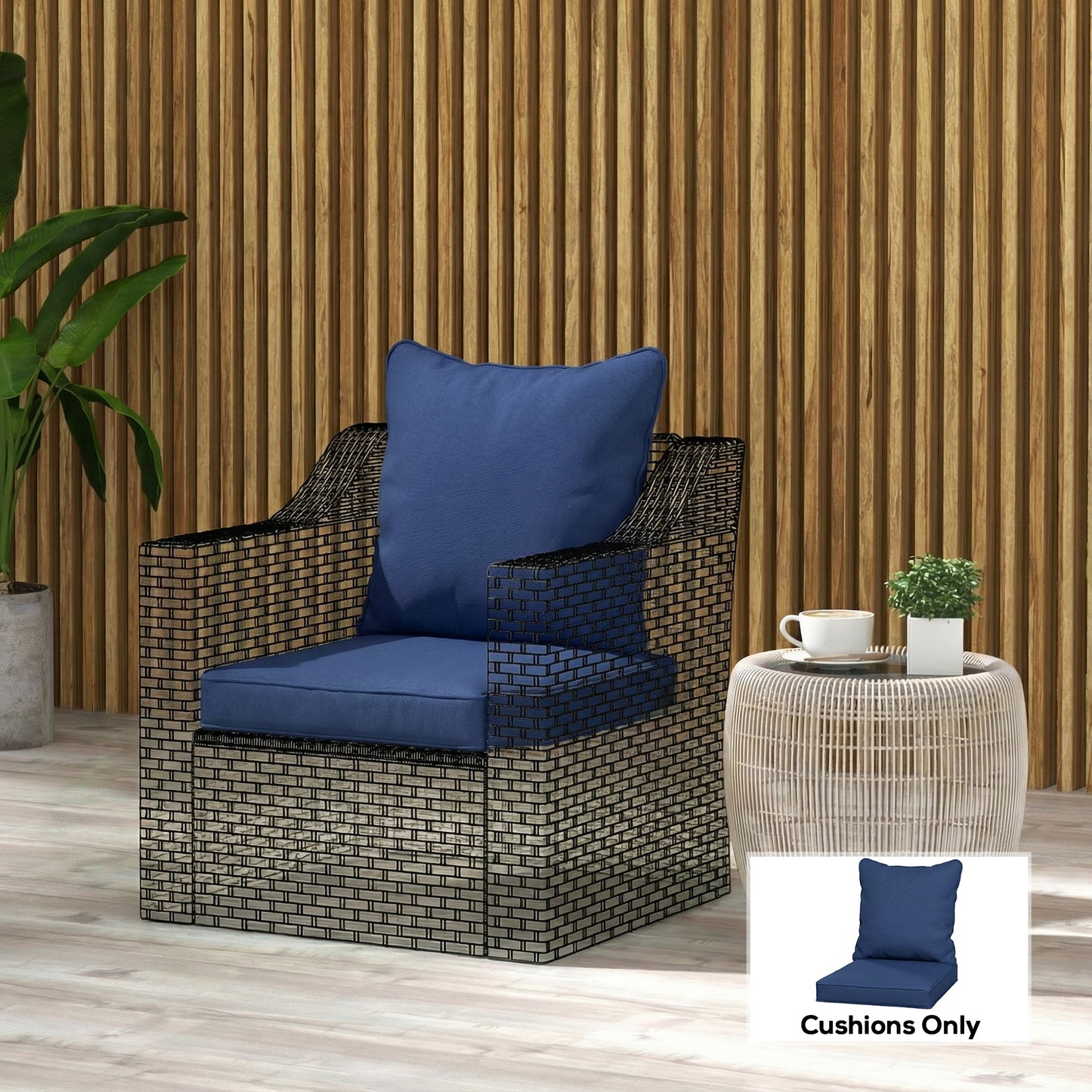 Seat and Back Padded Cushion Set, CUSHION ONLY - Dark Blue