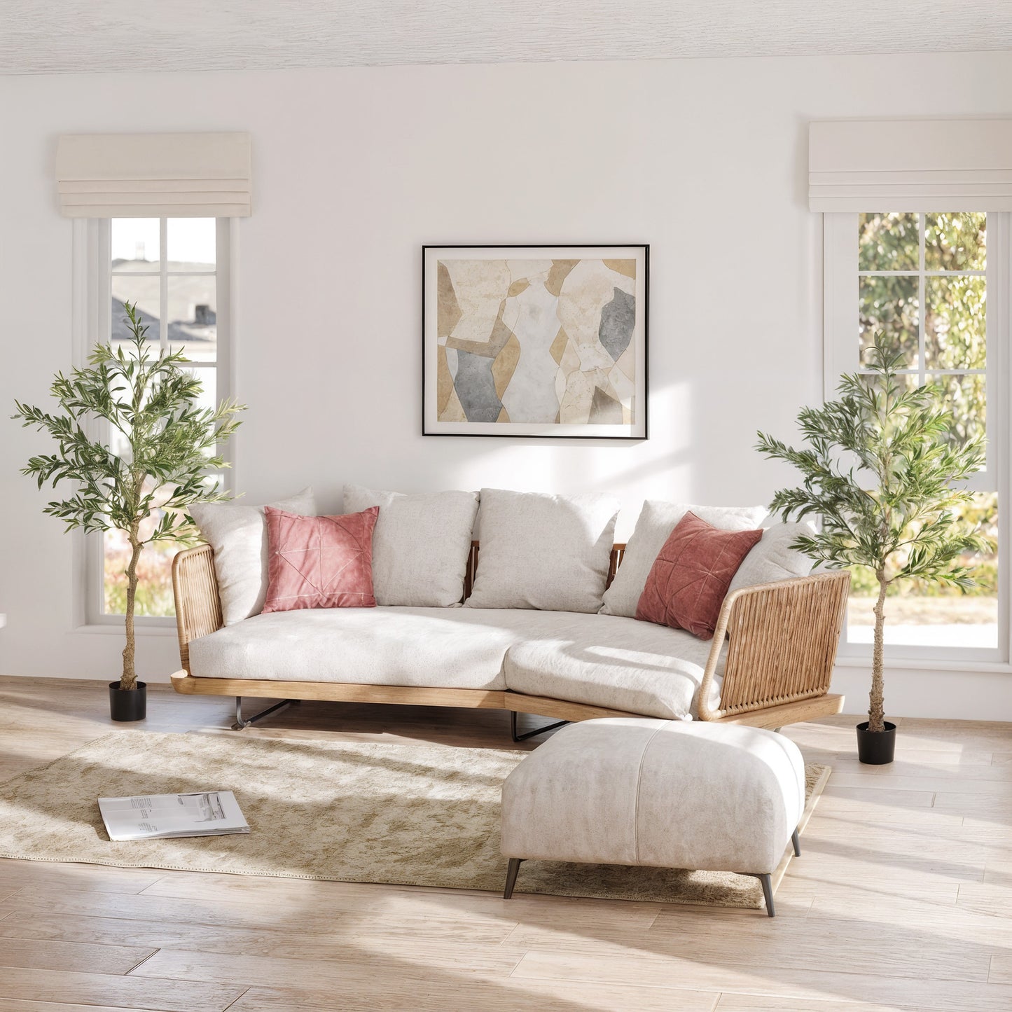 Set of Two Silk Leaf Artificial Olive Trees