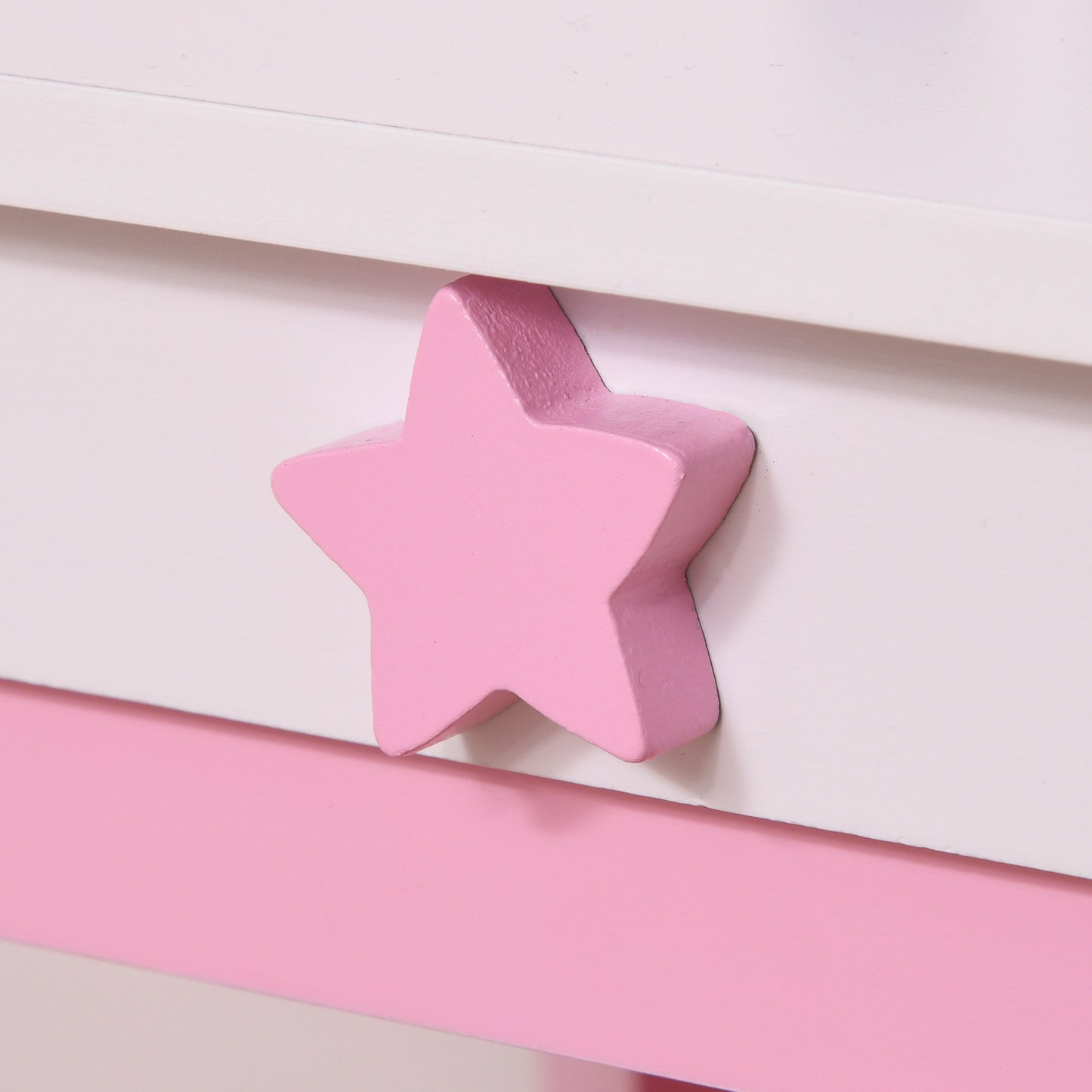 Kids Dressing Table with Mirror, Stool, Pink