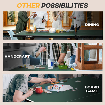 9FT Folding Tennis Table, with 8 Wheels, for Indoor Use, Green