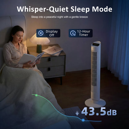 Tower Fan with WiFi App Control Standing Floor Cooling Fan Remote Control 101.8 cm White