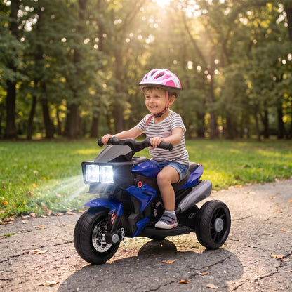 Kids Electric Motorcycle Ride-On Toy, 3-Wheel Battery-Operated Motorbike with Horn, Toddler Ride On Bike, Blue