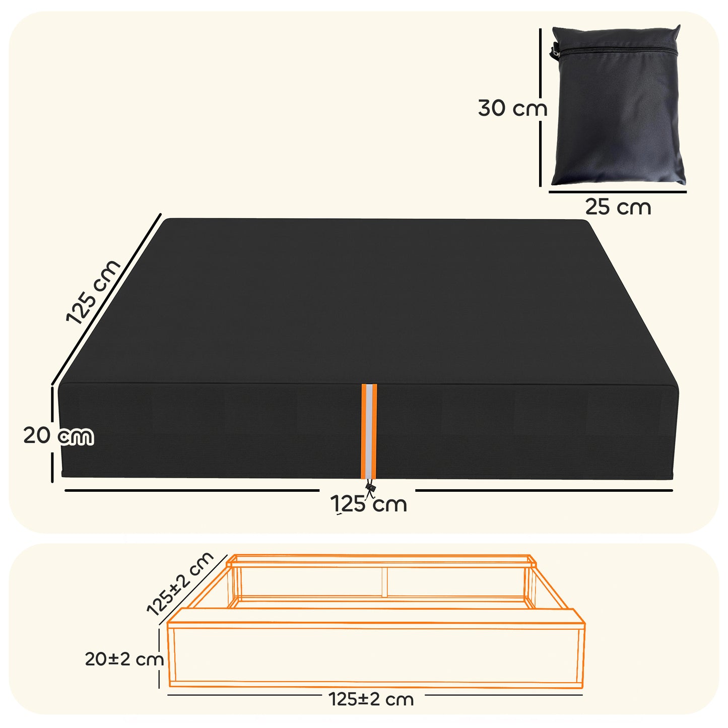 Sandbox Cover, Square Sandpit Cover Waterproof Dustproof UV Protection, Sandbox Canopy with Drawstring and Elastic Band