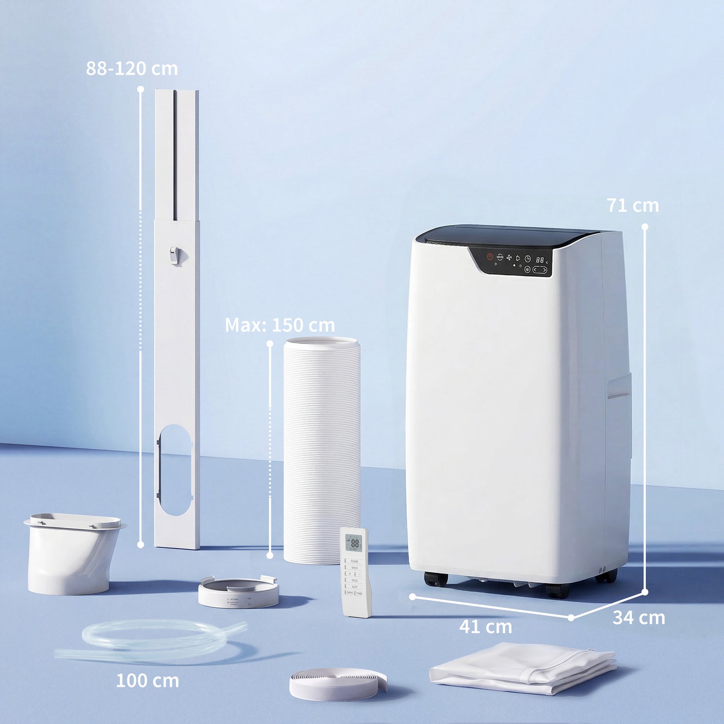 Portable Air Conditioner 14000 BTU, 4-in-1 AC Unit with Cool, Dehumidifier, Fan, Sleep Mode, WiFi Voice Remote Control