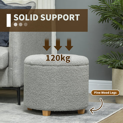 40.5L Teddy Fleece Storage Ottoman - Grey