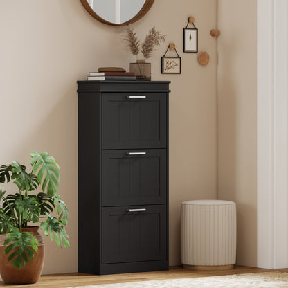 Three-Drawer Minimalistic Shoe Cabinet - Black