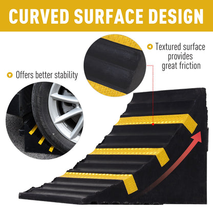 2 PCs Rubber Wheel Chocks Heavy Duty Blocks for Vehicles, Cars, Caravan, Trailer with Handle 25L x 16W x 19H cm