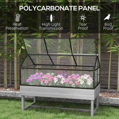 60 x 120cm Raised Garden Bed with Wooden Base - Grey