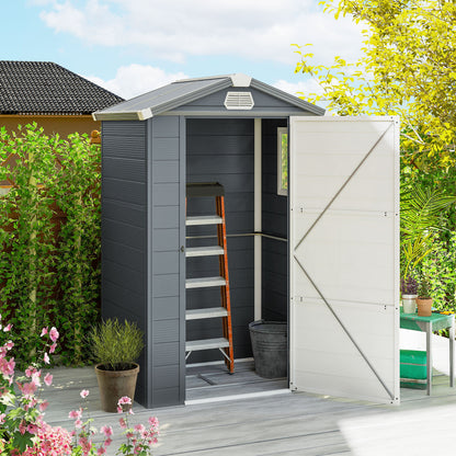 4.4ft x 3.3ft size Aluminium Frame and Plastic Wall Shed, with Foundation - Grey