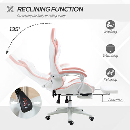 Gaming Chair, Computer Gamer Chair with Reclining High Back, Headrest, Lumbar Support, Footrest, Swivel Wheels, PU Leather