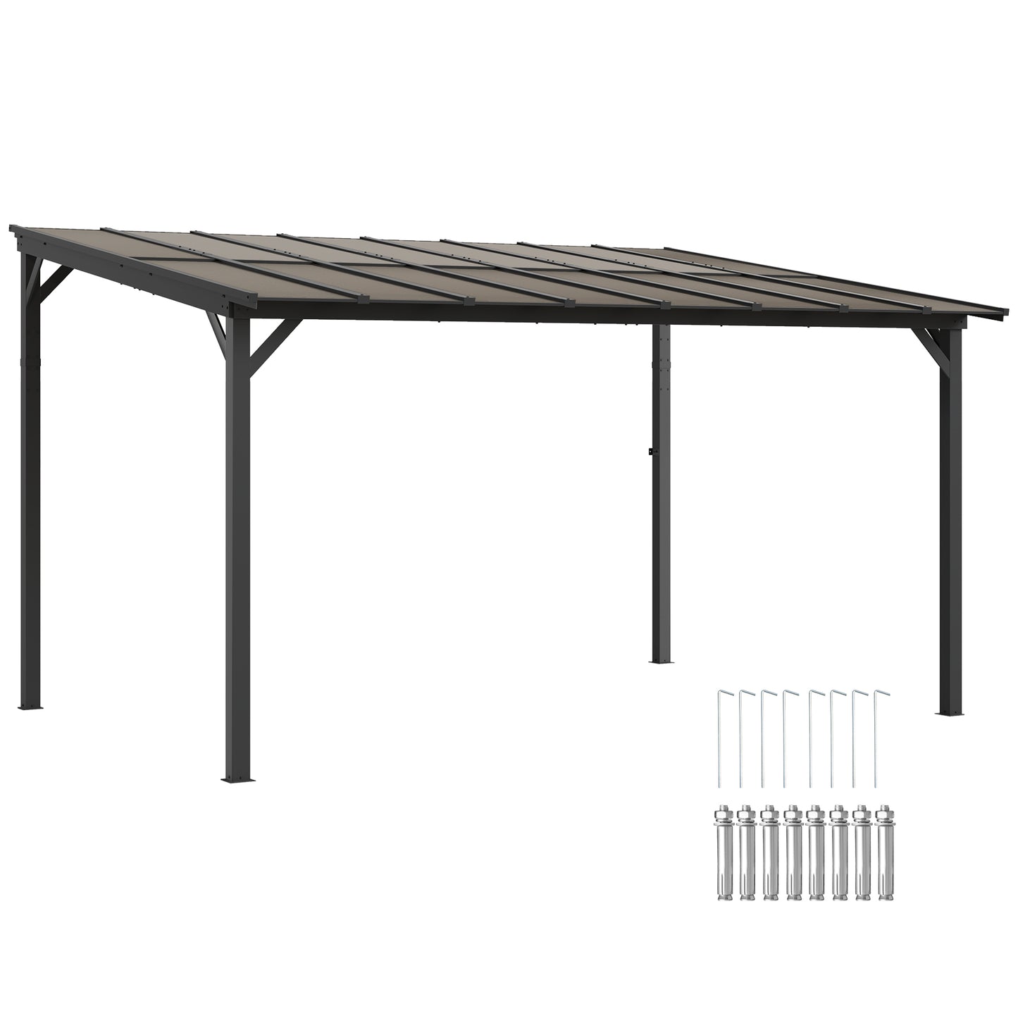 3 x 4.3 m Lean to Pergola with UPF 50+ Waterproof Polycarbonate Roof