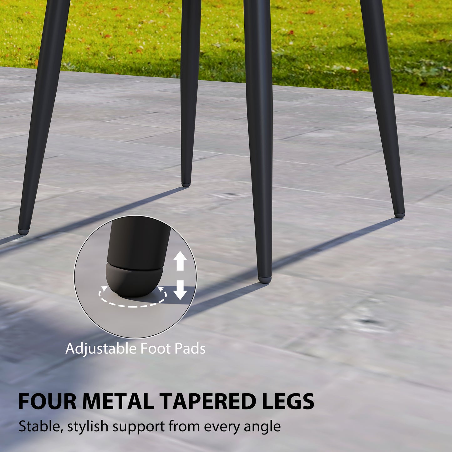 49.5 cm Round Garden Table, Small Outdoor Coffee Side Table with Plastic Tray-Style Top, Metal Legs, Black
