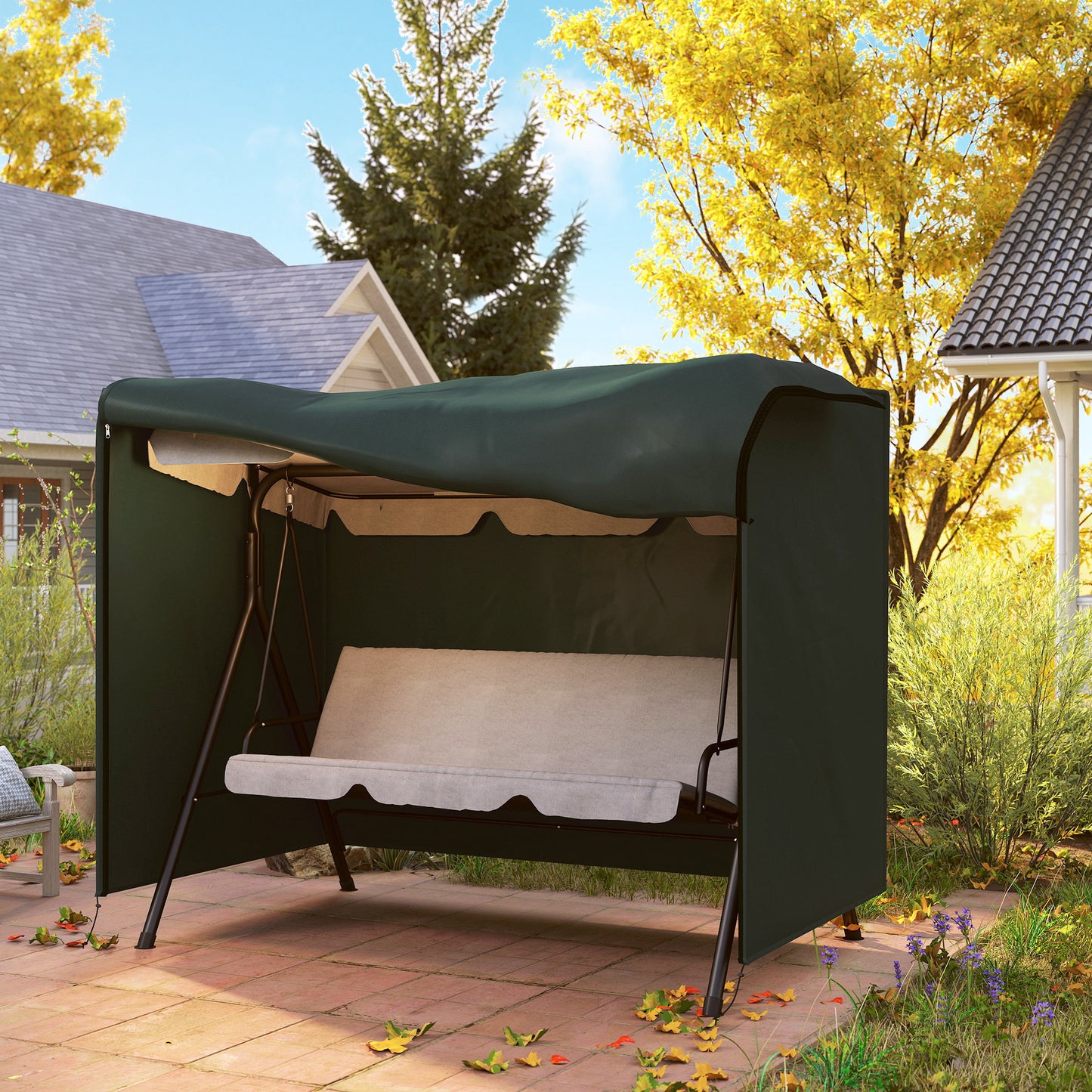 205 x 124cm Three-Seater Swing Chair Protective Cover Deep Green