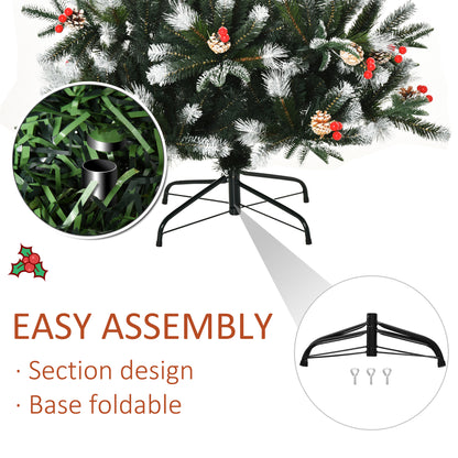 6FT Artificial Snow Dipped Christmas Tree Xmas Pencil Tree Holiday Home Party Decoration