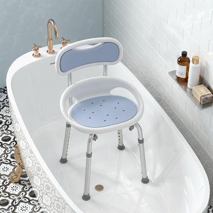 Shower Chair with Padded Seat Adjustable Height Shower Stool Bath Seat with Back and Anti-Slip Feet