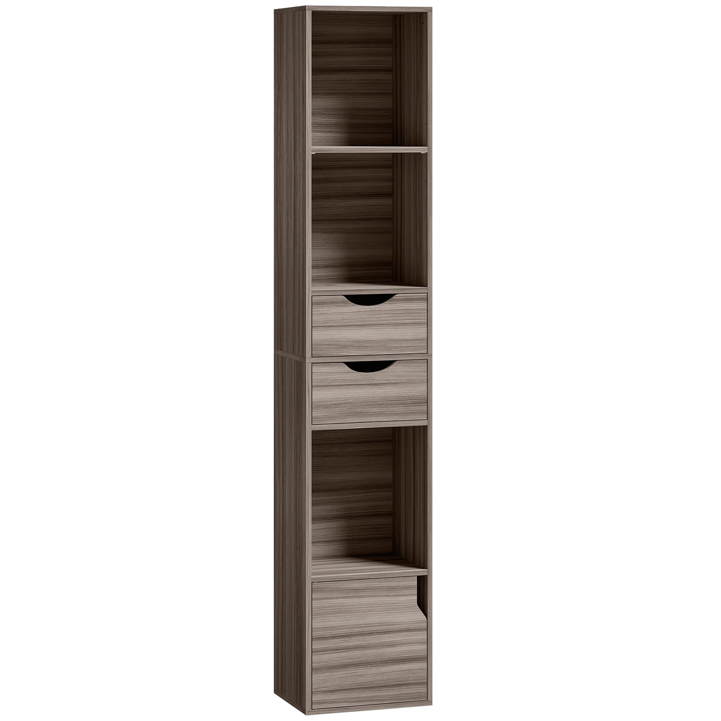Bookcase with Drawers Adjustable Shelf Bookshelf with 2 Drawers and Cabinet 158 cm Grey