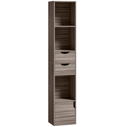 Bookcase with Drawers Adjustable Shelf Bookshelf with 2 Drawers and Cabinet 158 cm Grey