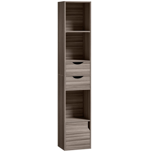 Bookcase with Drawers Adjustable Shelf Bookshelf with 2 Drawers and Cabinet 158 cm Grey