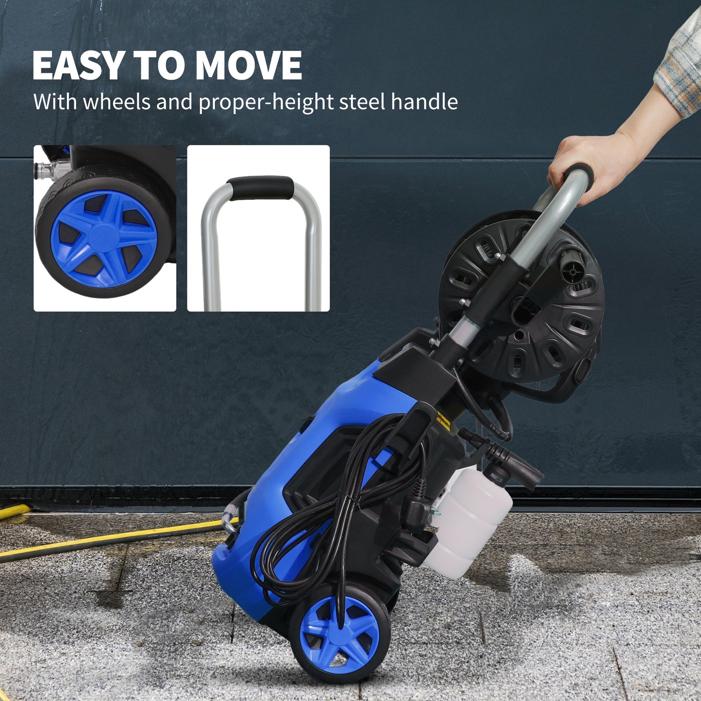 1800W High Pressure Washer, 150 Bar Pressure, 420 L/h Flow, Portable Power Washer Jet Wash Cleaner with Adjustable Nozzle