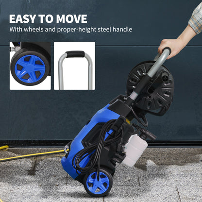 1800W High Pressure Washer, 150 Bar Pressure, 420 L/h Flow, Portable Power Washer Jet Wash Cleaner with Adjustable Nozzle