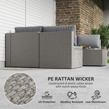 Seven-Piece Modular Rattan Set - Grey