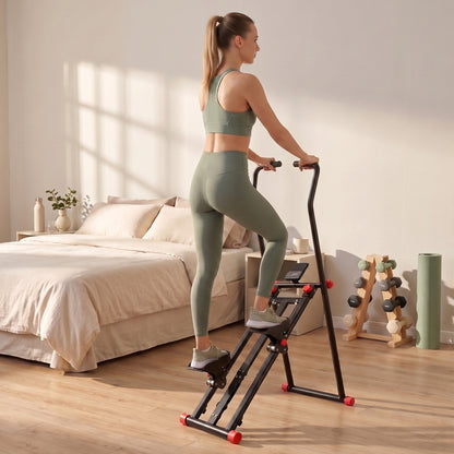 Stair Stepper for Home Gym with 3 Resistances, Foldable Vertical Stair Climber with Adjustable Handlebar, LCD Monitor