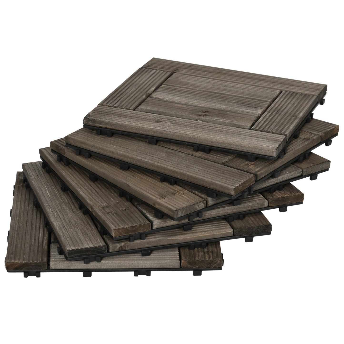 27 Pcs Wooden Interlocking Decking Tiles, 30 x 30 cm Outdoor Flooring Tiles, 2.5㎡ per Pack, for Patio, Balcony, Terrace