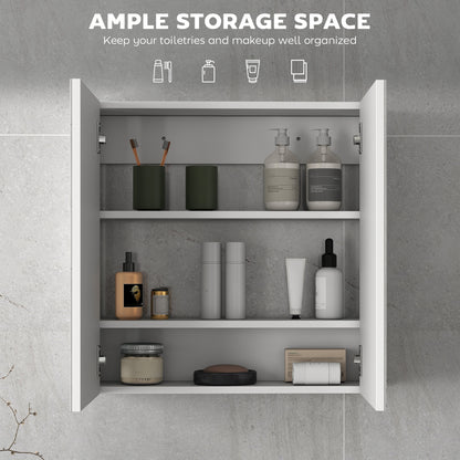 60 x 15 cm Double Door Bathroom Mirror Cabinet - White